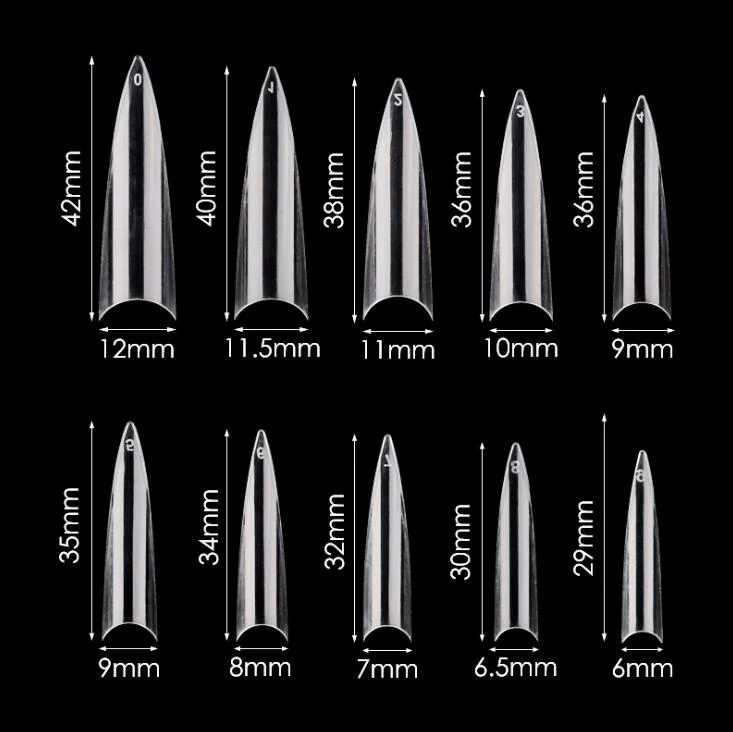 Artificial Fingernails 600PCS Long Stiletto Nail Tips Pointed Sharp False Nails