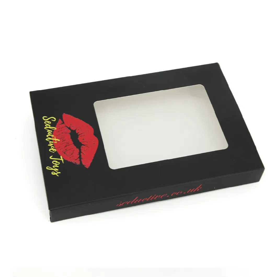 Custom Printed Black Red Lip Cosmetic Eyelashes Cardboard Paper Packaging Box with PVC Window